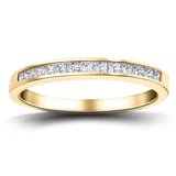 Princess Diamond Half Eternity Ring 0.25ct G/SI 18k Yellow Gold 2.5mm - All Diamond