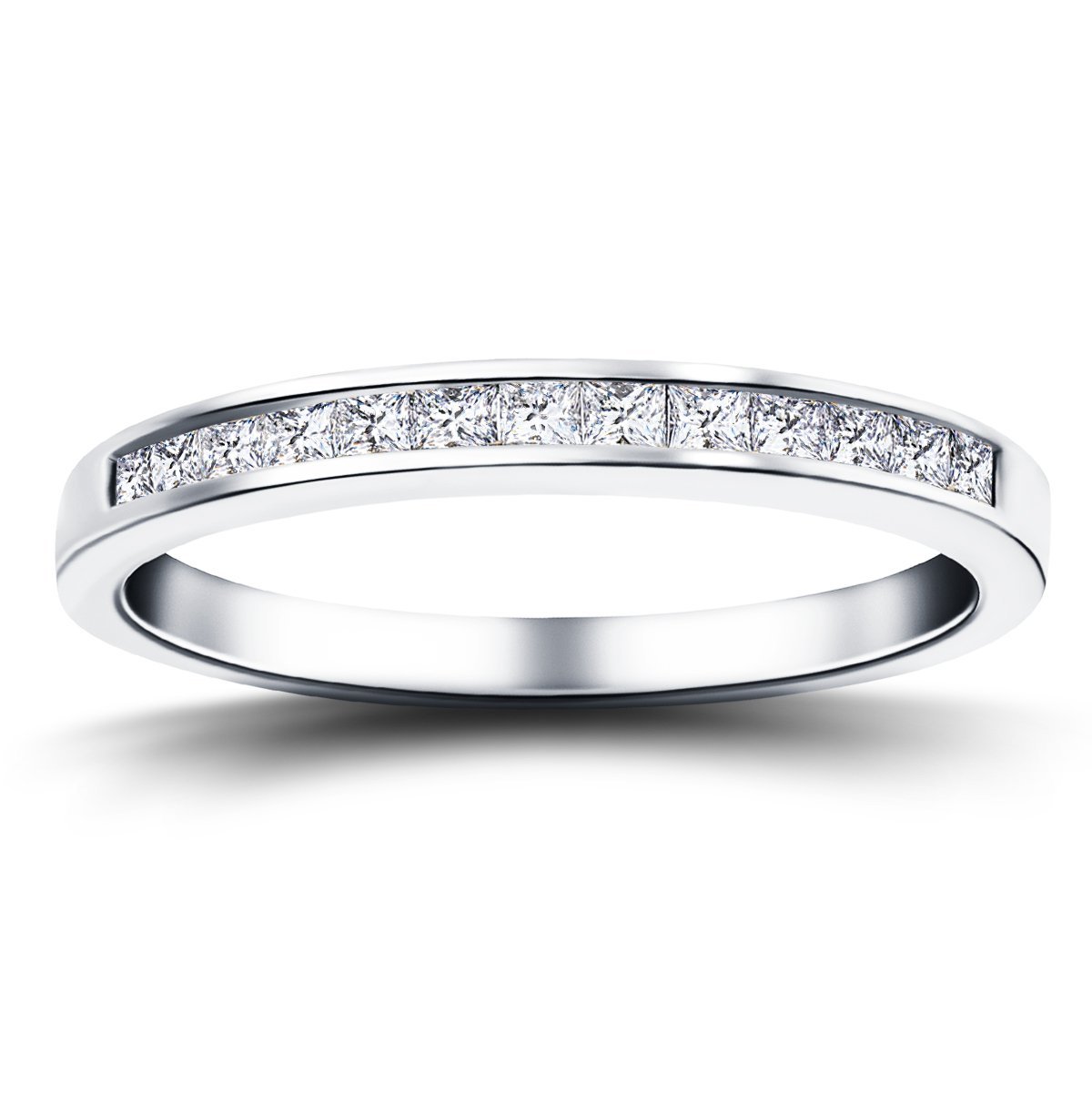 Princess Diamond Half Eternity Ring 0.50ct G/SI 18k White Gold 2.8mm - All Diamond