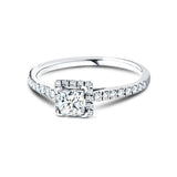 Princess Halo Diamond Engagement Ring with 0.40ct in 18k White Gold - All Diamond