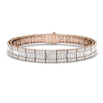 Round & Baguette Diamond Bracelet 10.00ct G/SI in 18k Rose Gold - All Diamond