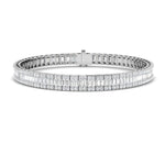Round & Baguette Diamond Bracelet 6.00ct G/SI in 18k White Gold - All Diamond