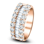 Round & Baguette Diamond Half Eternity Ring 1.50ct 18k Rose Gold 7.0mm - All Diamond