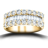 Round & Baguette Diamond Half Eternity Ring 1.50ct 18k Yellow Gold 7.0mm - All Diamond