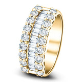 Round & Baguette Diamond Half Eternity Ring 1.50ct 18k Yellow Gold 7.0mm - All Diamond