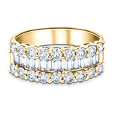 Round & Baguette Diamond Half Eternity Ring 1.50ct 18k Yellow Gold 7.0mm - All Diamond