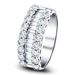 Round & Baguette Diamond Half Eternity Ring 1.50ct Platinum 7.0mm - All Diamond