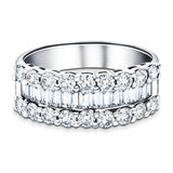 Round & Baguette Diamond Half Eternity Ring 1.50ct Platinum 7.0mm - All Diamond