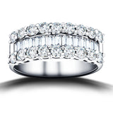 Round & Baguette Diamond Half Eternity Ring 1.50ct Platinum 7.0mm - All Diamond