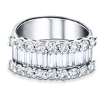 Round & Baguette Diamond Half Eternity Ring 2.70ct G/SI 18k White Gold - All Diamond