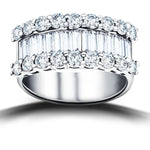 Round & Baguette Diamond Half Eternity Ring 3.00ct G/SI 18k White Gold - All Diamond