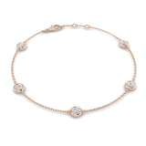 Round Diamond Chain Bracelet 0.75ct G/SI in 18k Rose Gold - All Diamond