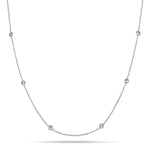 Round Diamond Chain Necklace 0.25ct G/SI 18k White Gold 18" - All Diamond