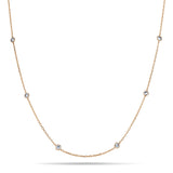 Round Diamond Chain Necklace 0.32ct G/SI 18k Rose Gold 16" - All Diamond