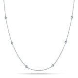 Round Diamond Chain Necklace 0.45ct G/SI 18k White Gold 36" - All Diamond