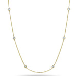 Round Diamond Chain Necklace 0.45ct G/SI 18k Yellow Gold 36" - All Diamond