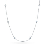 Round Diamond Chain Necklace 0.65ct G/SI 18k White Gold 30" - All Diamond
