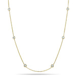 Round Diamond Chain Necklace 1.20ct G/SI 18k Yellow Gold 16" - All Diamond