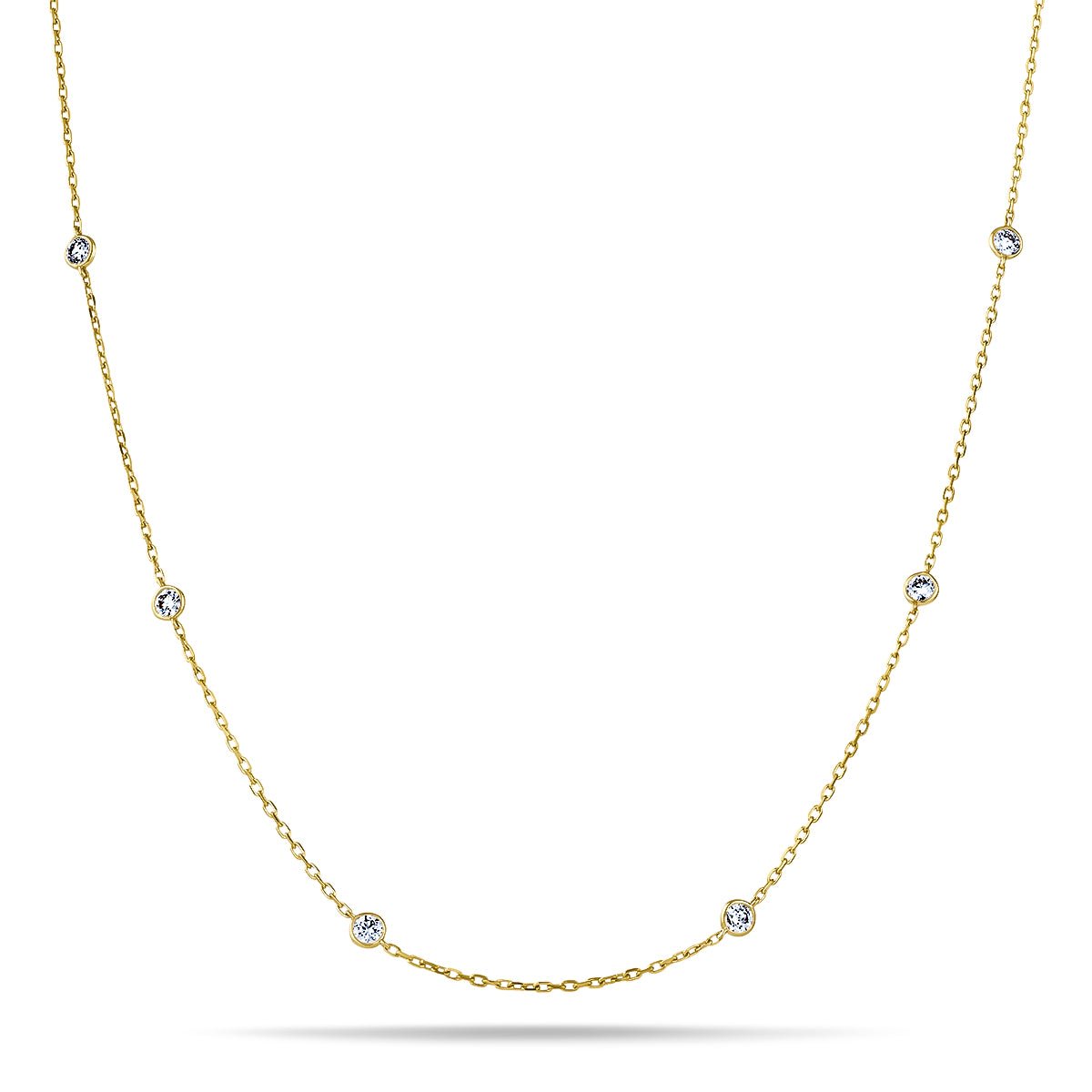 Round Diamond Chain Necklace 1.75ct G/SI 18k Yellow Gold 42" - All Diamond