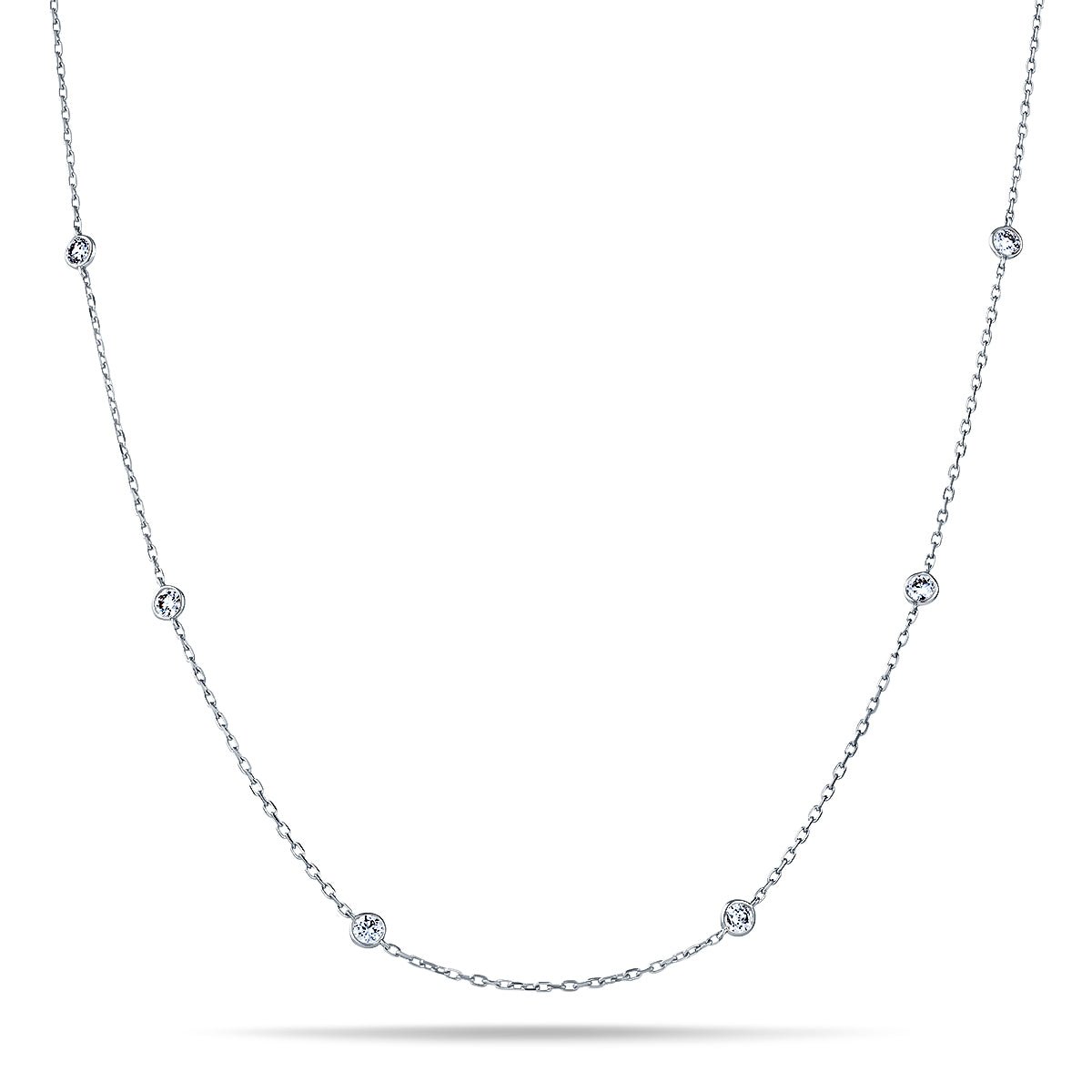 Round Diamond Chain Necklace 4.40ct G/SI 18k White Gold 42" - All Diamond