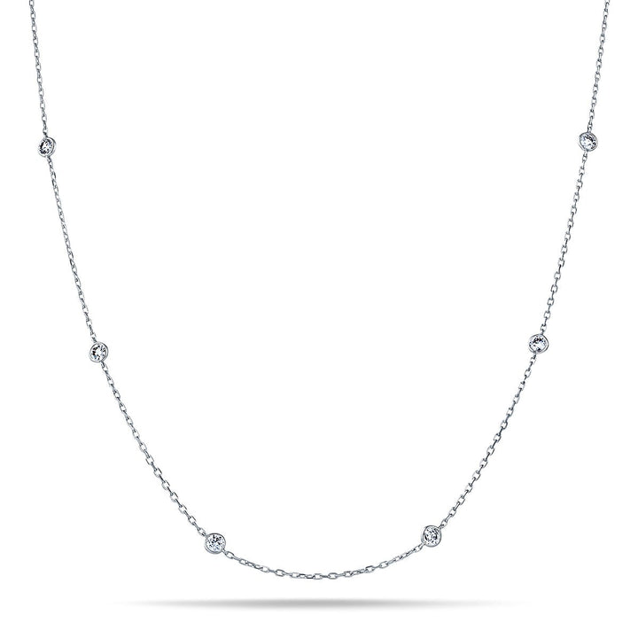 Collar de cadena con diamantes redondos 4,40 ct G/SI Oro blanco de 18 k 42