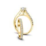 Round Diamond Engagement & Wedding Ring 0.90ct G/SI 18k Yellow Gold - All Diamond