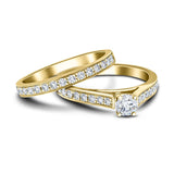 Round Diamond Engagement & Wedding Ring 0.90ct G/SI 18k Yellow Gold - All Diamond