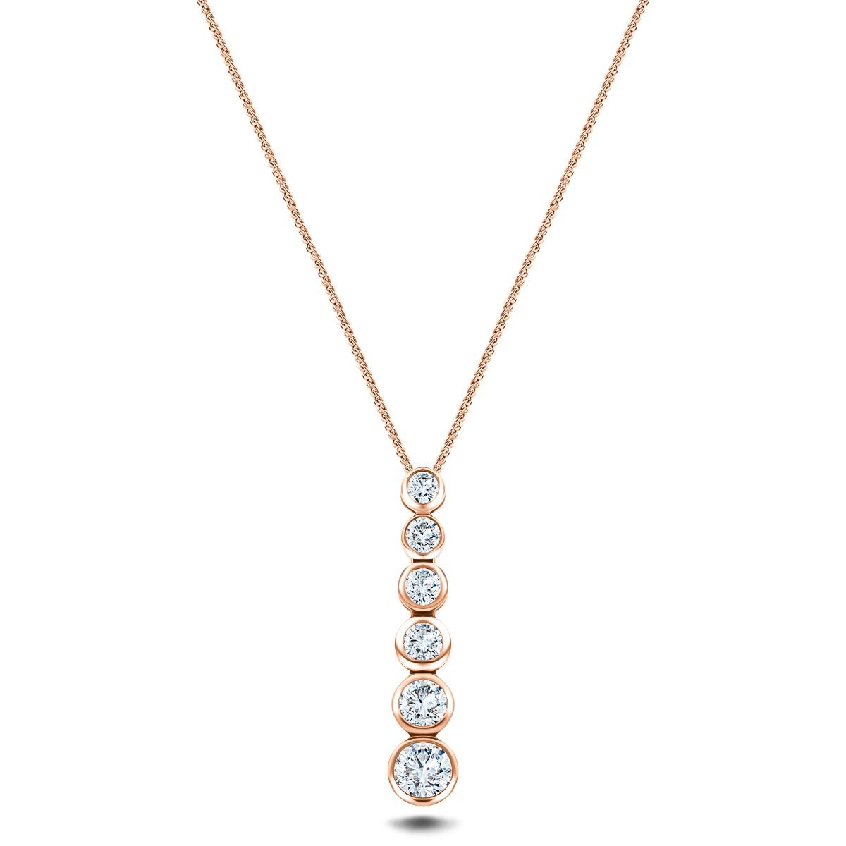 Rub Over Diamond Pendant Necklace 0.40ct G/SI in 18k Rose Gold - All Diamond