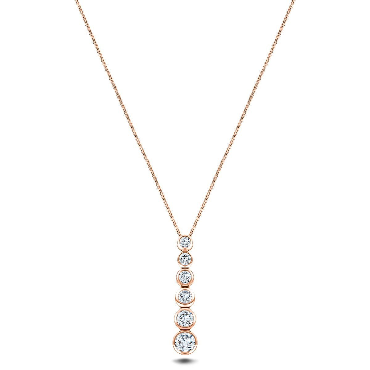 Rub Over Diamond Pendant Necklace 0.40ct G/SI in 18k Rose Gold - All Diamond