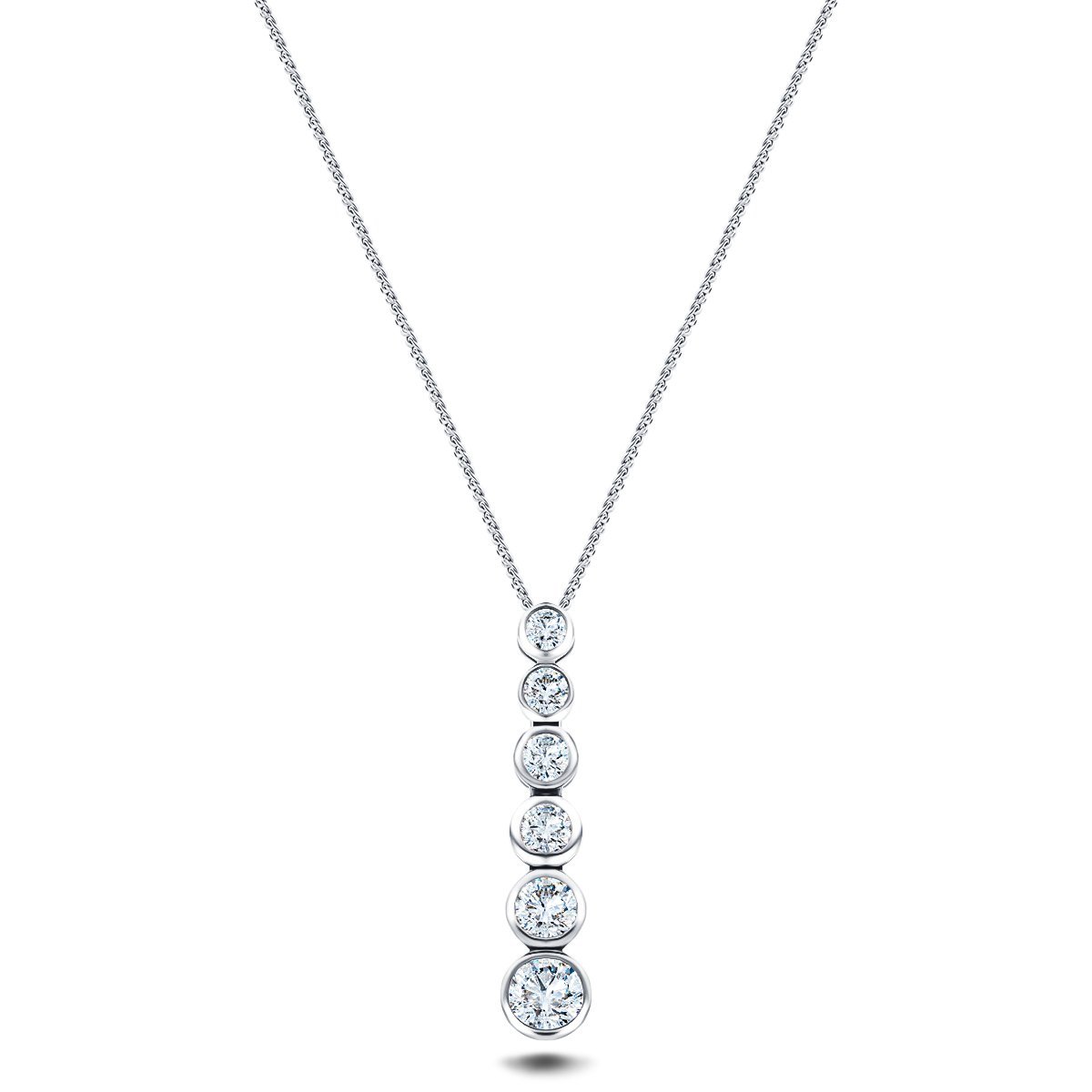 Rub Over Diamond Pendant Necklace 0.40ct G/SI in 18k White Gold - All Diamond