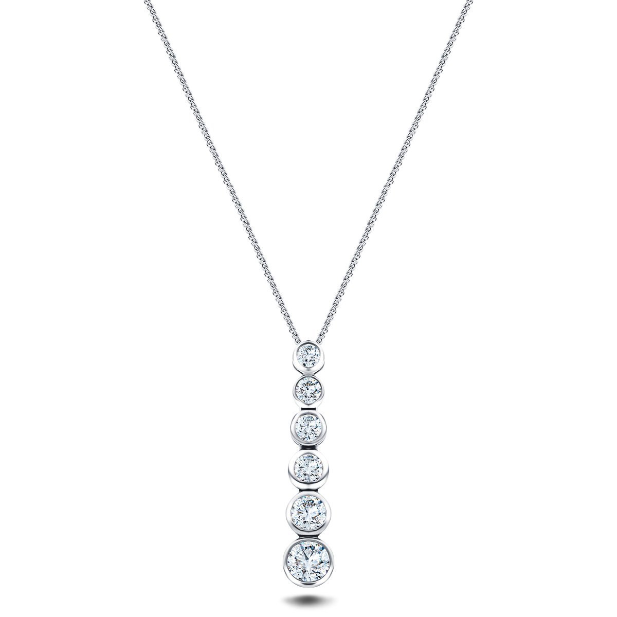 Rub Over Diamond Pendant Necklace 0.40ct G/SI in 18k White Gold - All Diamond