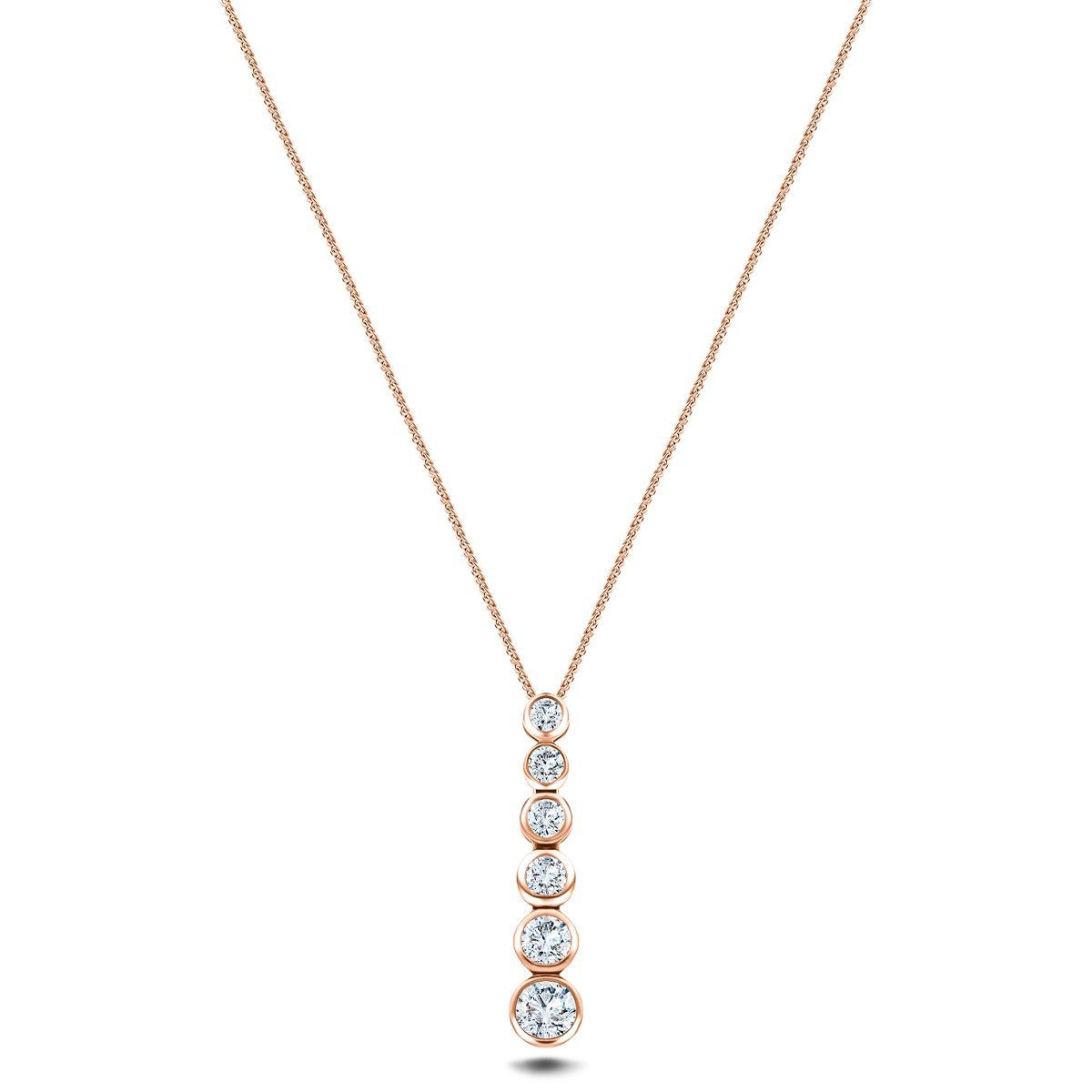 Rub Over Diamond Pendant Necklace 0.65ct G/SI in 18k Rose Gold - All Diamond