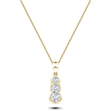 Rub Over Diamond Trilogy Pendant Necklace 0.55ct G/SI 18k Yellow Gold - All Diamond