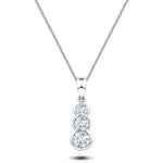 Rub Over Diamond Trilogy Pendant Necklace 0.75ct G/SI 18k White Gold - All Diamond