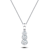 Rub Over Diamond Trilogy Pendant Necklace 0.75ct G/SI 18k White Gold - All Diamond