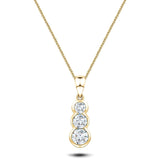 Rub Over Diamond Trilogy Pendant Necklace 0.75ct G/SI 18k Yellow Gold - All Diamond