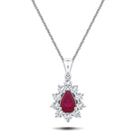 Ruby 0.45ct & 0.20ct G/SI Diamond Necklace in 18k White Gold - All Diamond