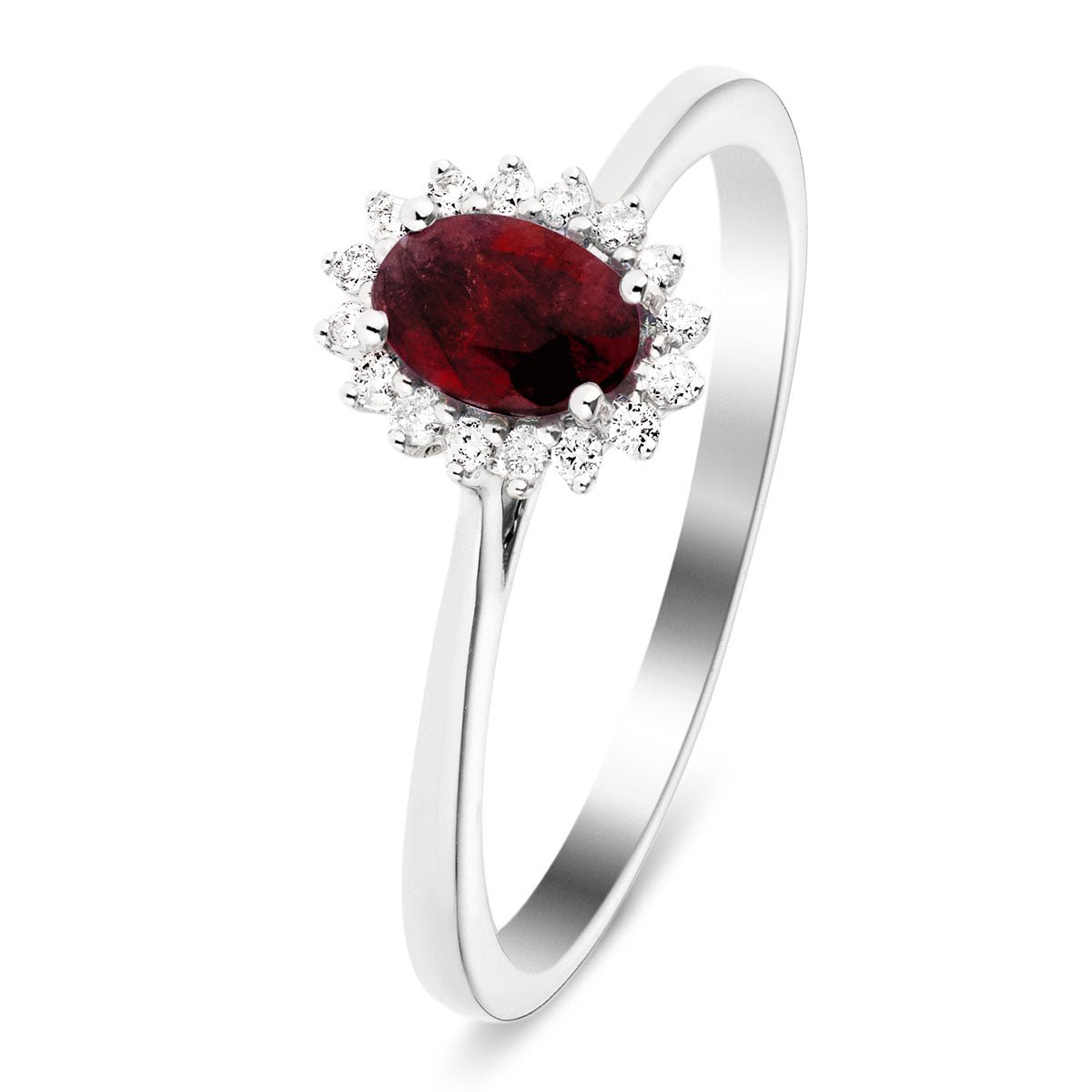 Ruby 0.50ct and Diamond 0.10ct Ring In 9K White Gold - All Diamond