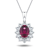 Ruby 1.80ct & 0.70ct G/SI Diamond Necklace in 18k White Gold - All Diamond