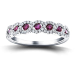 Ruby & Diamond 0.55ct Dress Cocktail Ring in 18k White Gold - All Diamond