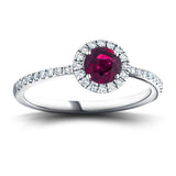 Ruby & Diamond 1.20ct Halo Ring in 18k White Gold - All Diamond