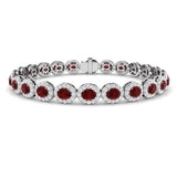 Ruby & Diamond Halo Bracelet 12.00ct in 18k White Gold - All Diamond