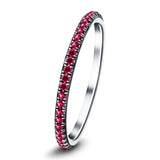 Ruby Full Eternity Ring 0.30ct 50 Stone in 18k White Gold - All Diamond