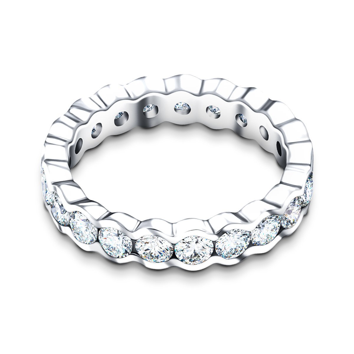 Semi Bezel Diamond Full Eternity Ring 2.10ct G/SI in 18k White Gold - All Diamond