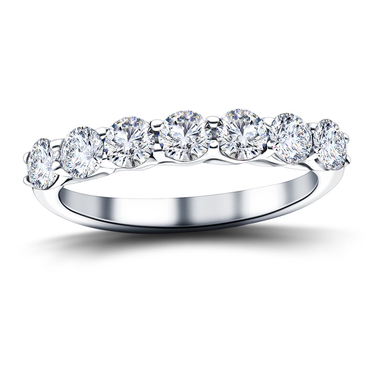 Seven Stone Diamond Ring with 1.00ct G/SI Quality in Platinum - All Diamond