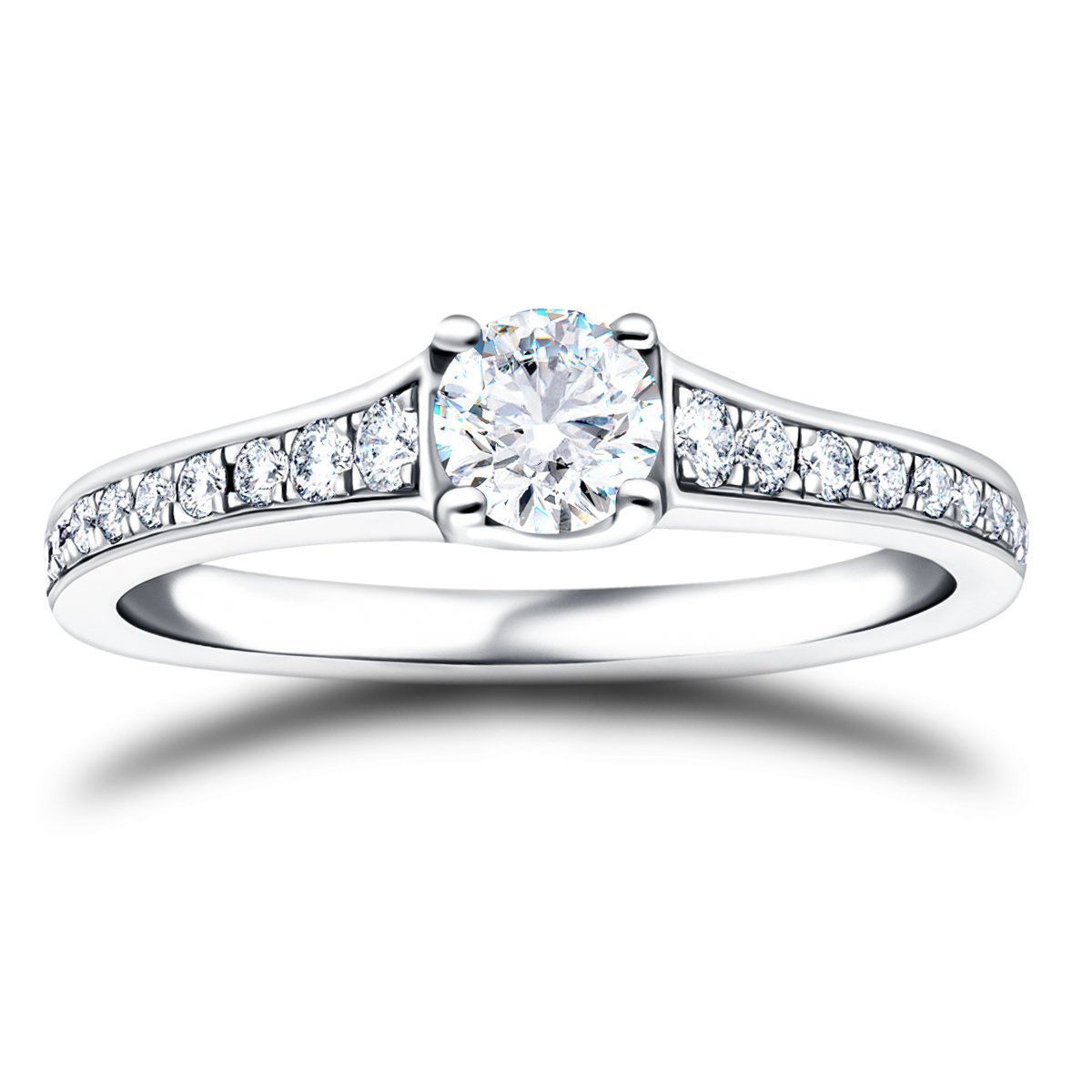 Shoulder Set Diamond Engagement Ring 0.50ct G/SI in 18k White Gold - All Diamond