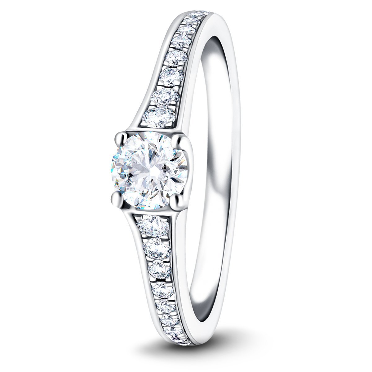 Shoulder Set Diamond Engagement Ring 0.50ct G/SI in Platinum - All Diamond