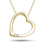 Slanted Heart Pendant 0.05ct Diamond 9K Yellow Gold - All Diamond