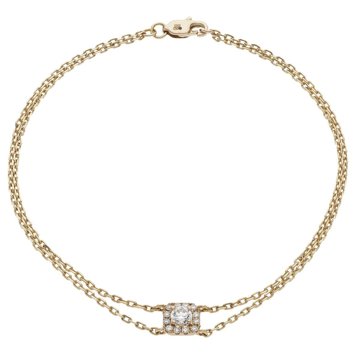 Square Halo Diamond Bracelet 0.50ct G-SI Quality in 18k Rose Gold - All Diamond