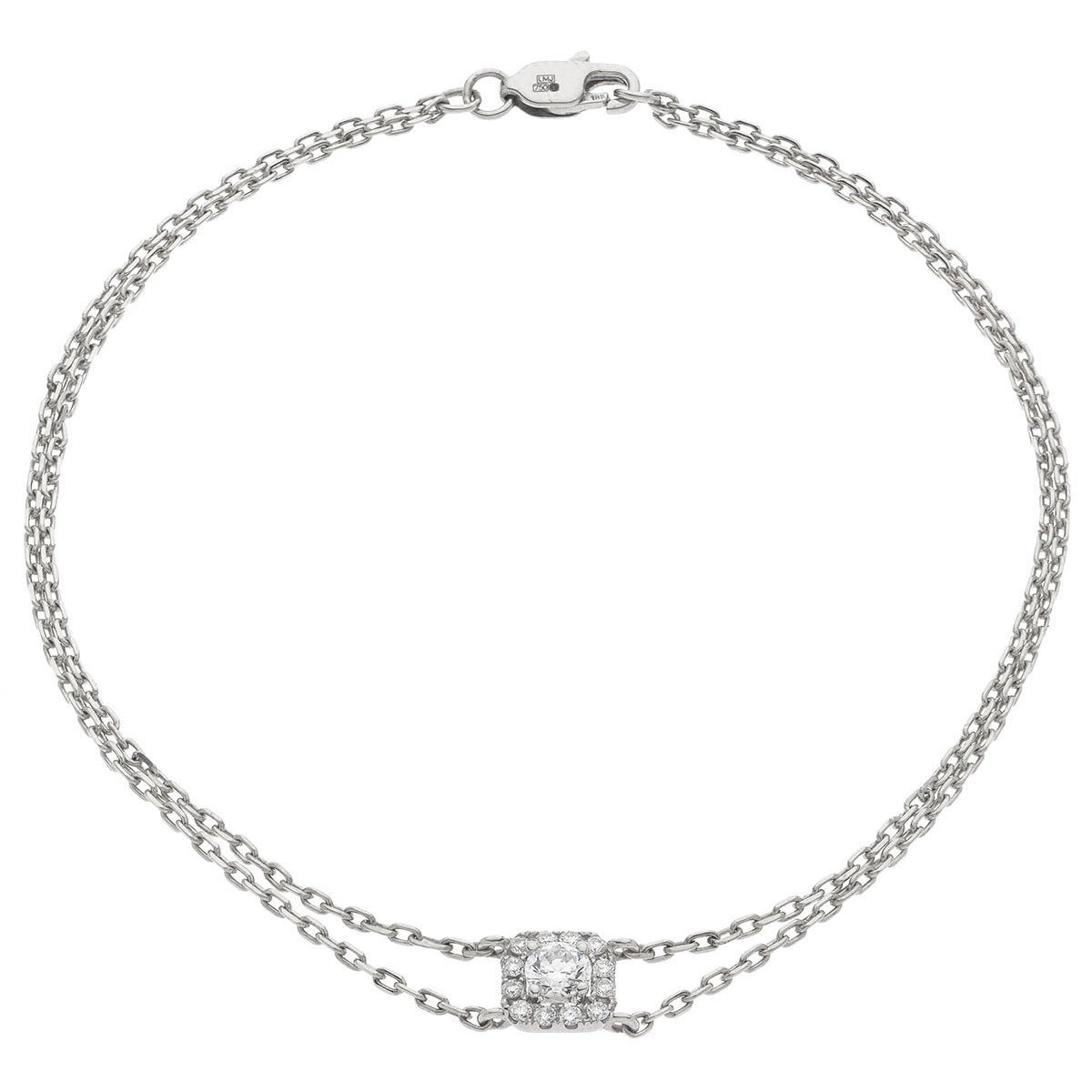 Square Halo Diamond Bracelet 0.50ct G-SI Quality in 18k White Gold - All Diamond