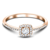 Square Halo Diamond Engagement Ring with 0.25ct G/SI in 18k Rose Gold - All Diamond